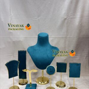 Premium Teal Velvet Jewellery Display Stand Set