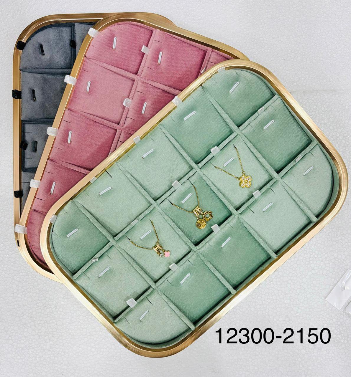 Premium Side Metal Velvet Jewelry Organizer Tray – Multi-Color Necklace & Pendant Display Box