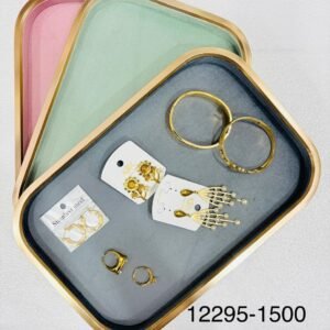 Premium Side Metal Velvet Jewelry Organizer Tray – Multipurpose Display for Rings, Earrings & Bangles