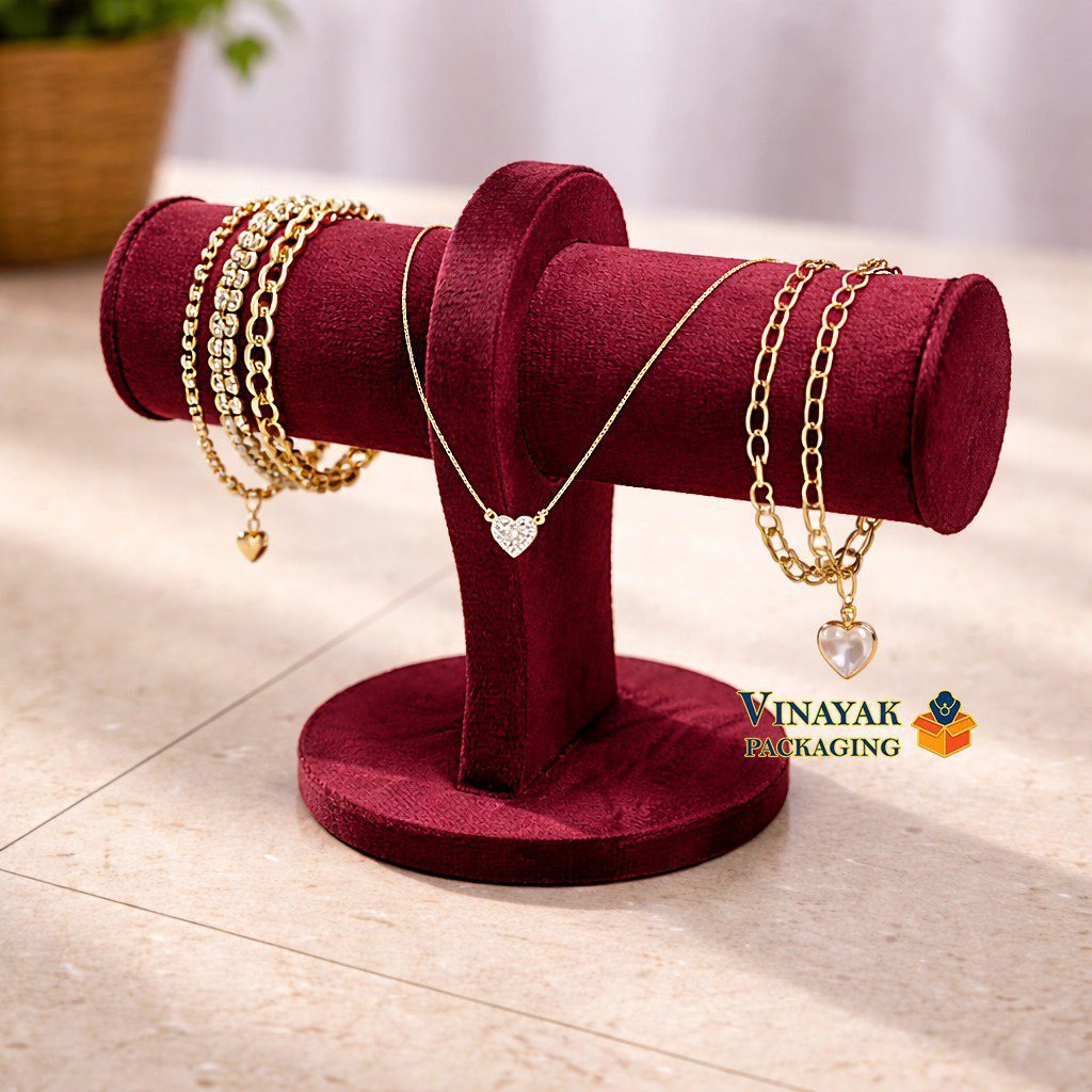 Premium Velvet T-Bar Jewelry Display Stand