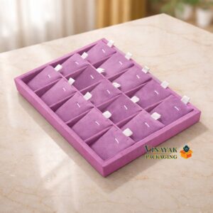 Premium Velvet Jewelry Display Tray Organizer – Multi-Compartment Ring & Pendant chain