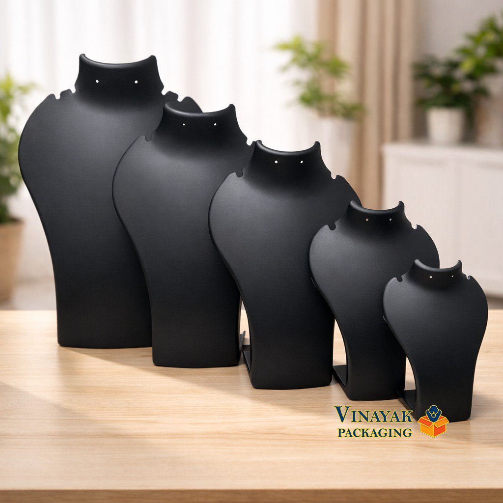 Premium Black Necklace Display Set for Choker, Chain & Pendant Jewelry ( pack of 6 pieces per inch)