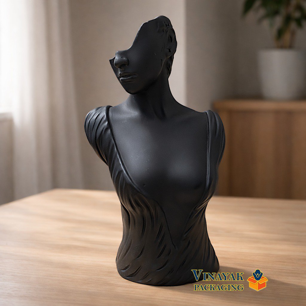 Elegant Black Female Bust Jewelry Display Stand | Necklace & Pendant Holder Mannequin