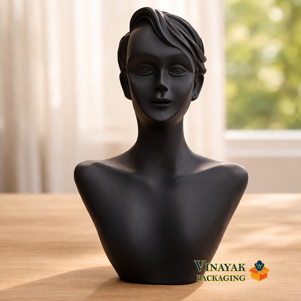 Elegant Black Mannequin Jewelry Display Bust