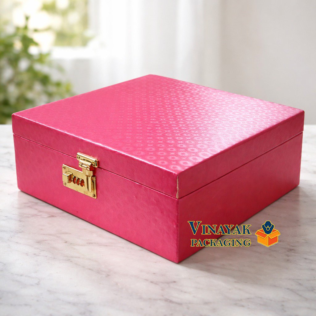 Luxury Pink Jewellery Storage Box with Lock (size 12*12)
