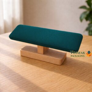 Premium Velvet Bracelet Display Stand with Wooden Base | Jewelry Holder for Bracelets, Bangles & Chains