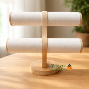 2-Tier Wooden Bracelet Display Stand with Velvet Bars