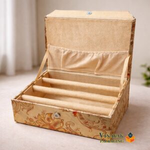 Premium Rexin Finish Bangle Storage Box with Rod Organizer
