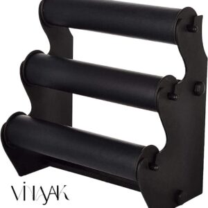 3-Tier Black Velvet Bangle & Bracelet Display Stand | Jewellery Counter Organizer