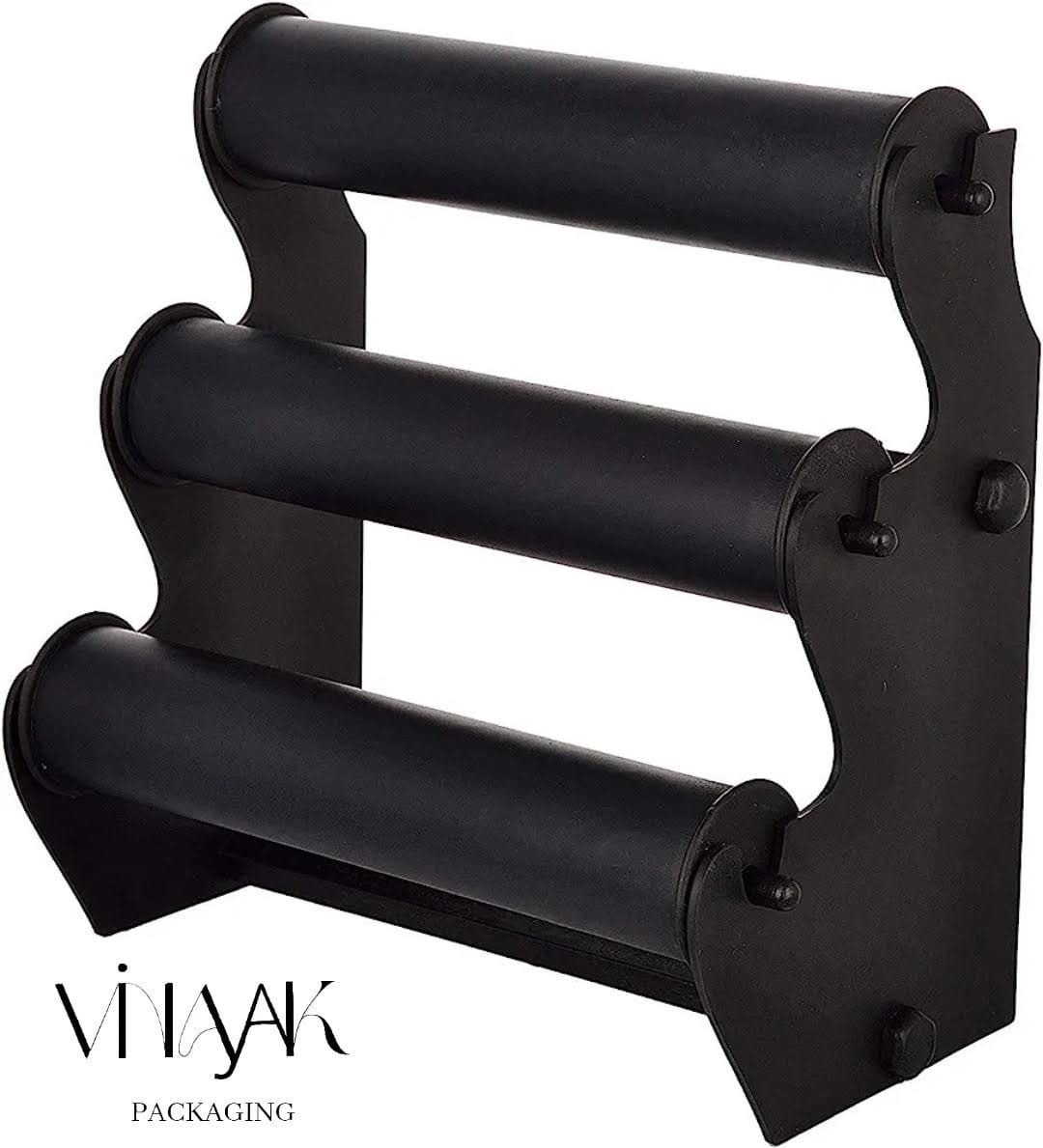 3-Tier Black Velvet Bangle & Bracelet Display Stand | Jewellery Counter Organizer