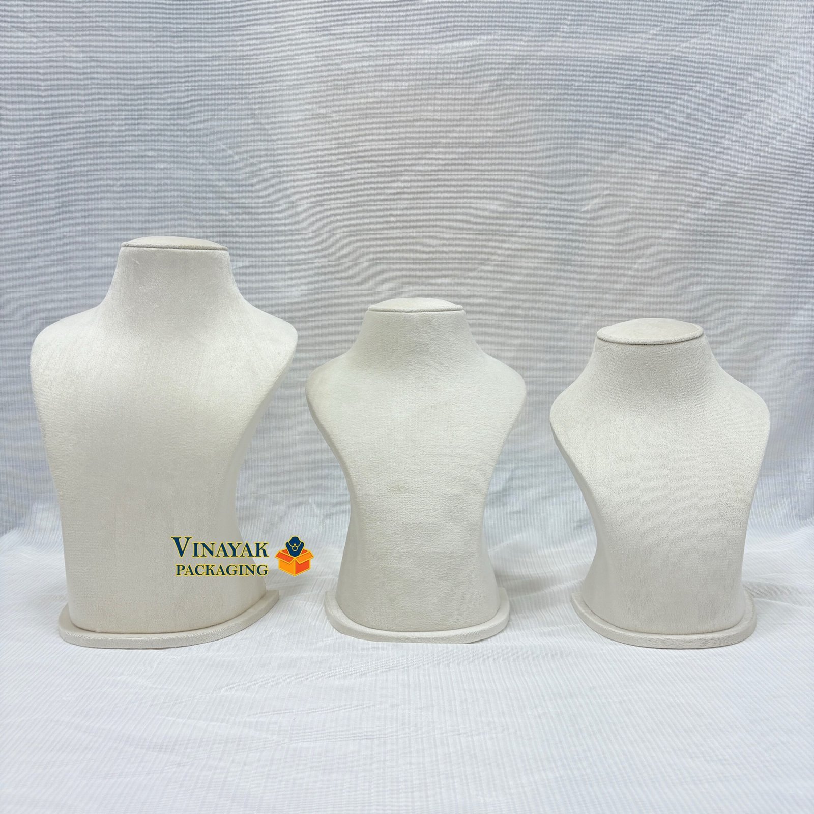 White Velvet Necklace Display Bust Stands(3 sizes)