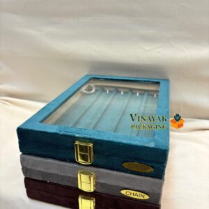 Luxury Velvet Gold Chain Display Box – Stackable Jewellery Storage Case