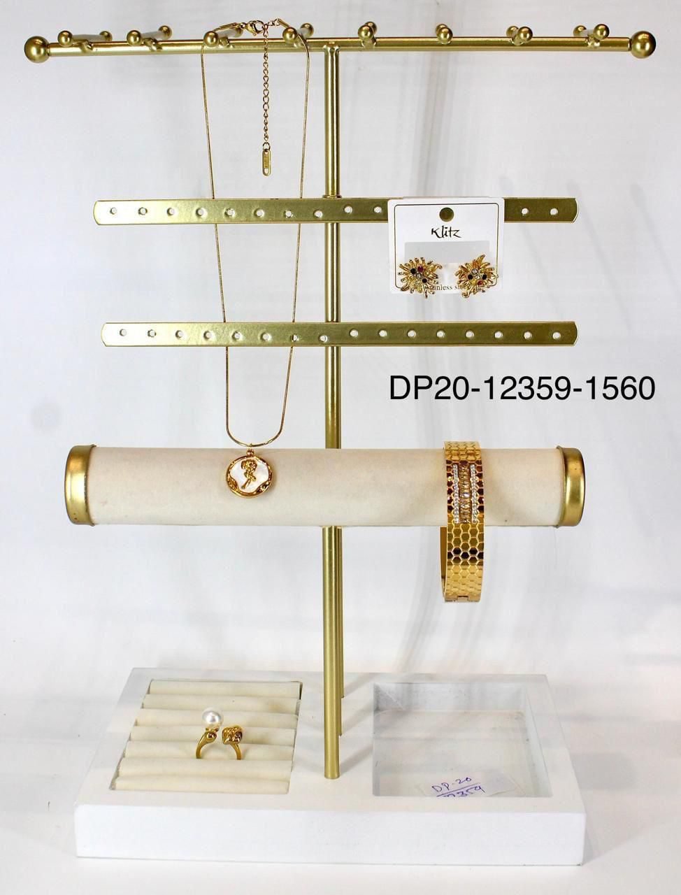 Luxury Gold Metal Jewellery Display Stand with Multi-Tier Organizer Base