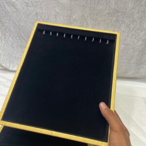 Premium Chain Display Tray – Black Velvet Jewellery Organizer with Gold Border (size 10*12)