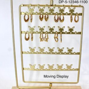 360° Rotating Crown Butterfly Earring Display Stand – Gold Metal Jewellery Holder