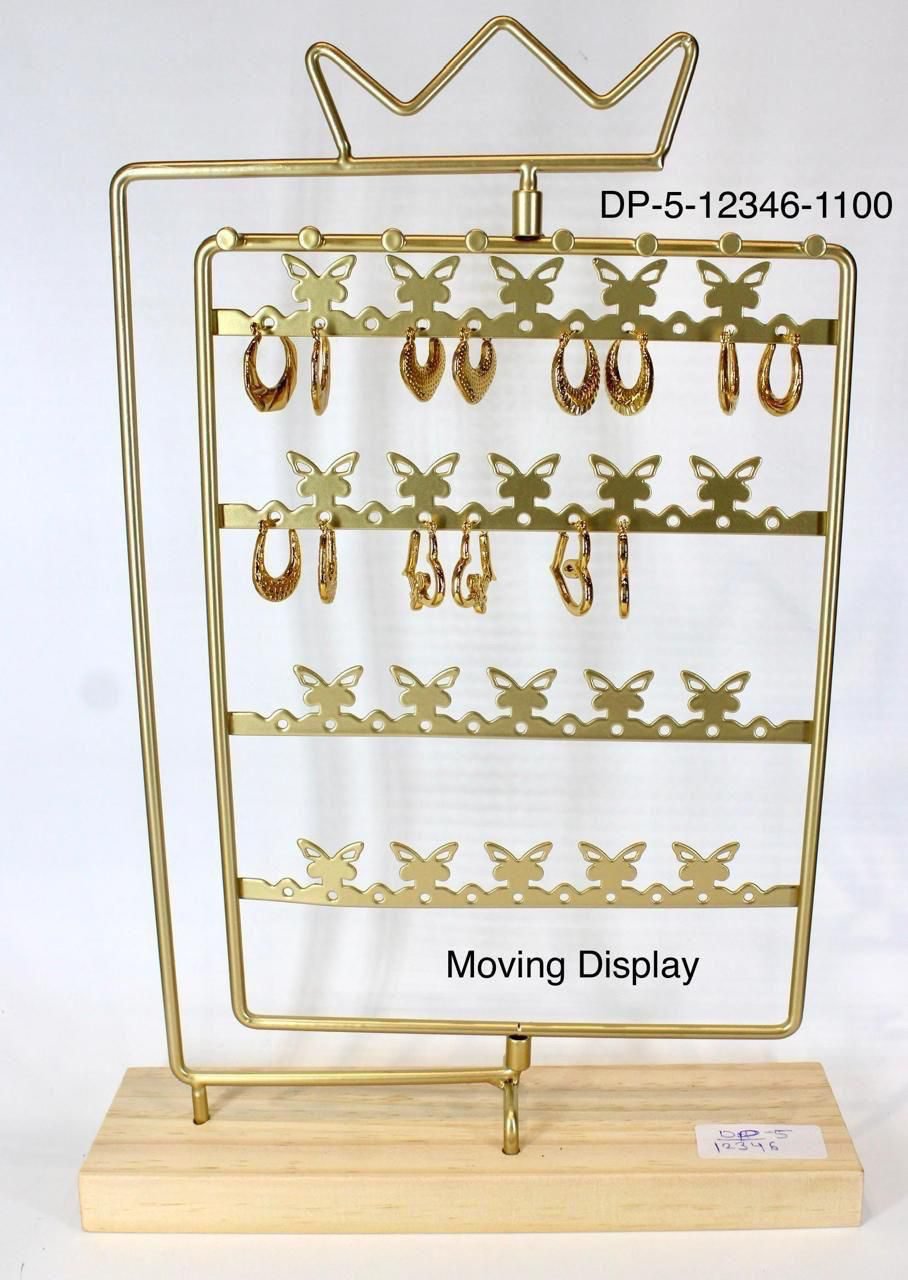 360° Rotating Crown Butterfly Earring Display Stand – Gold Metal Jewellery Holder