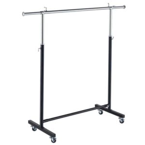 Adjustable Textile Garment Display Stand with Wheels | Heavy-Duty Rolling Cloth Rack (3*5)