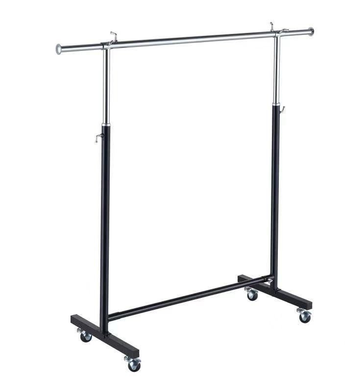Adjustable Textile Garment Display Stand with Wheels | Heavy-Duty Rolling Cloth Rack (3*5)