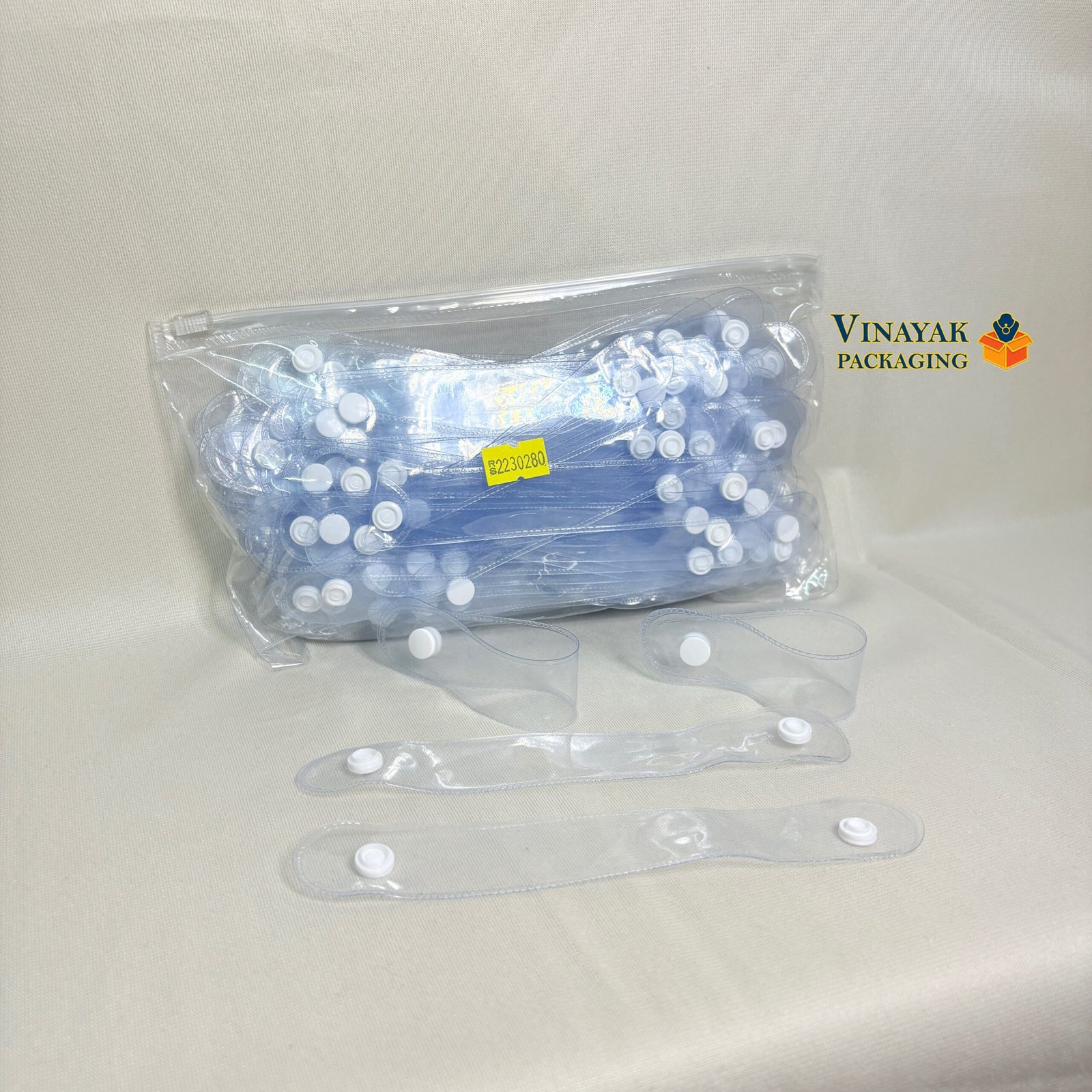 Transparent PVC Chain Button Straps – Clear Packaging Accessories 1 Pack in 100 PCS