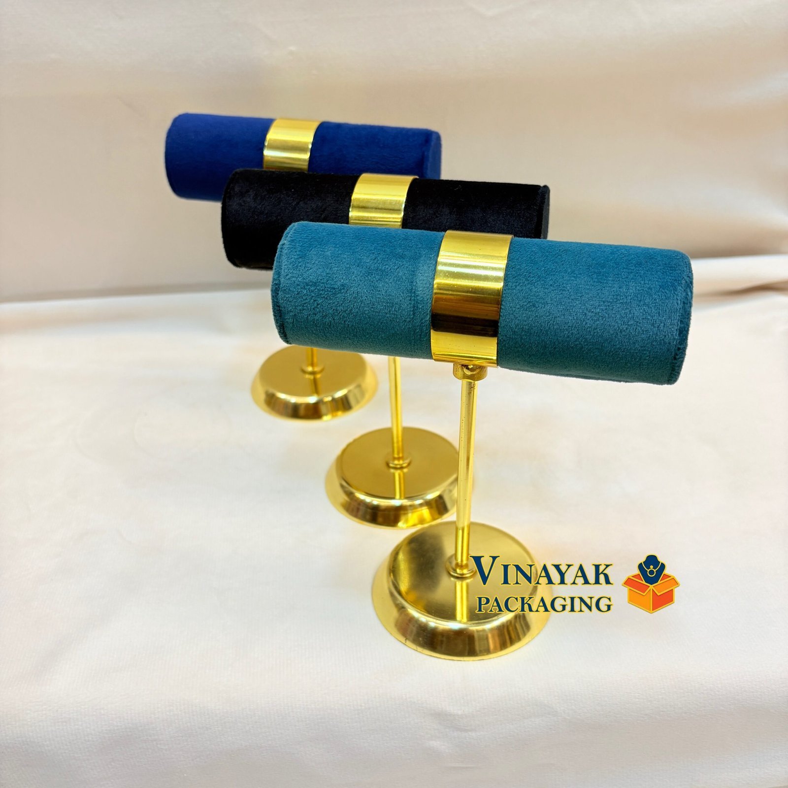 Luxury Velvet Bracelet & Long Metal Bangle Display Stand