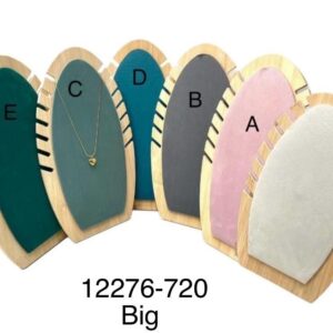 Big Wooden Jewellery Display Stand for Necklaces & Chains – Velvet Finish Countertop Holder