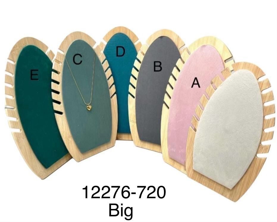 Big Wooden Jewellery Display Stand for Necklaces & Chains – Velvet Finish Countertop Holder