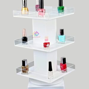 360° Rotating Acrylic Nail Polish & Cosmetic Display Stand – Multi-Tier Countertop Organizer