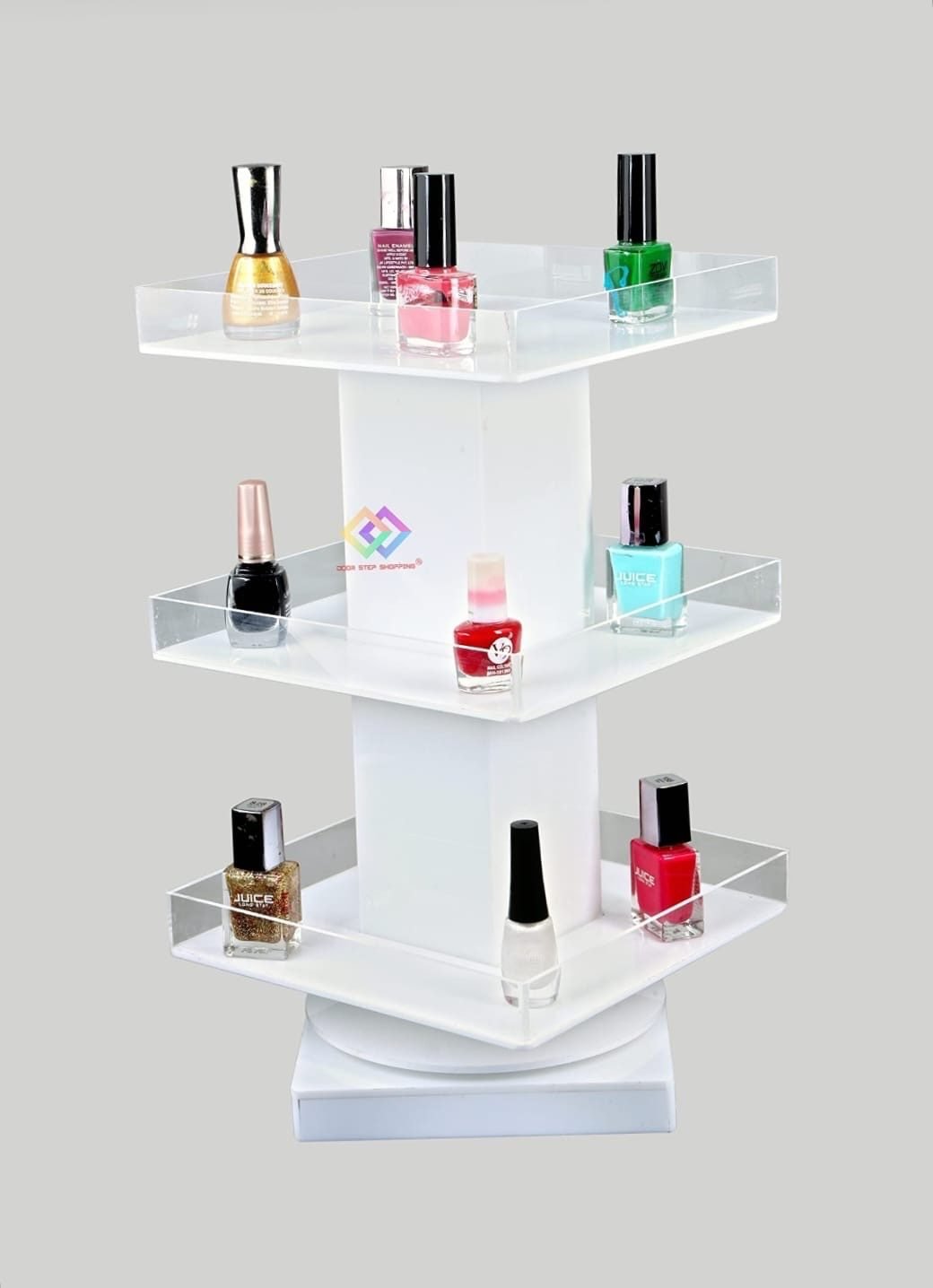 360° Rotating Acrylic Nail Polish & Cosmetic Display Stand – Multi-Tier Countertop Organizer
