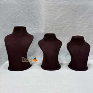 Premium Velvet Necklace Display Stand Set – Dark Maroon(3 sizes)