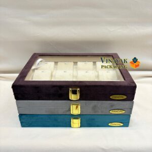 Premium Velvet Multi-Layer Pendant Jewellery Display Box with Transparent Lid