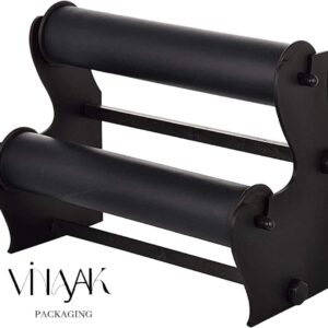 Double Tier Velvet Bracelet & Bangle Display Stand – Black Jewellery Counter Organizer