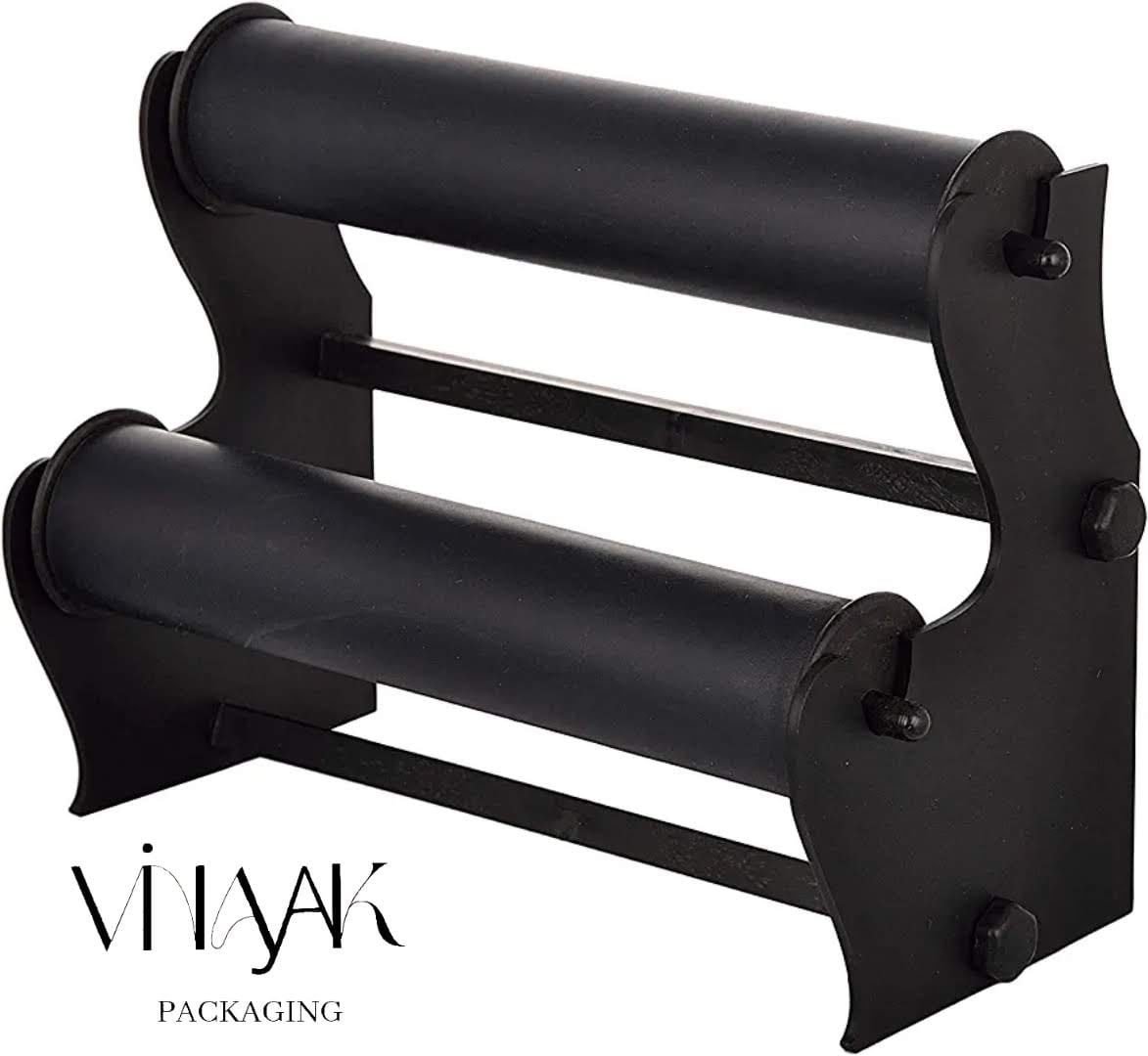 Double Tier Velvet Bracelet & Bangle Display Stand – Black Jewellery Counter Organizer