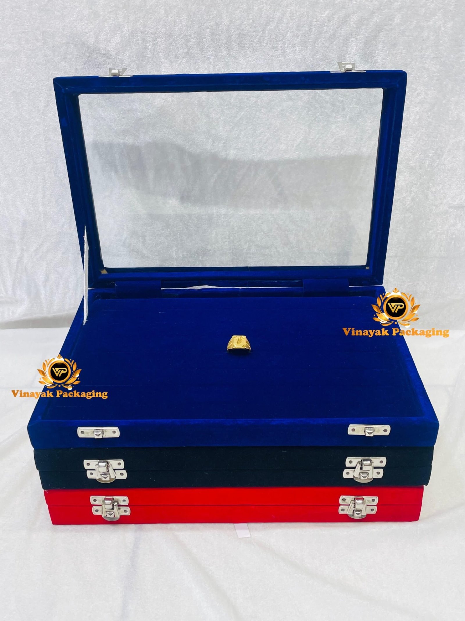 Luxury Velvet Jewellery Display Box with Transparent Lid | Premium Ring Storage Case (1 pcs)