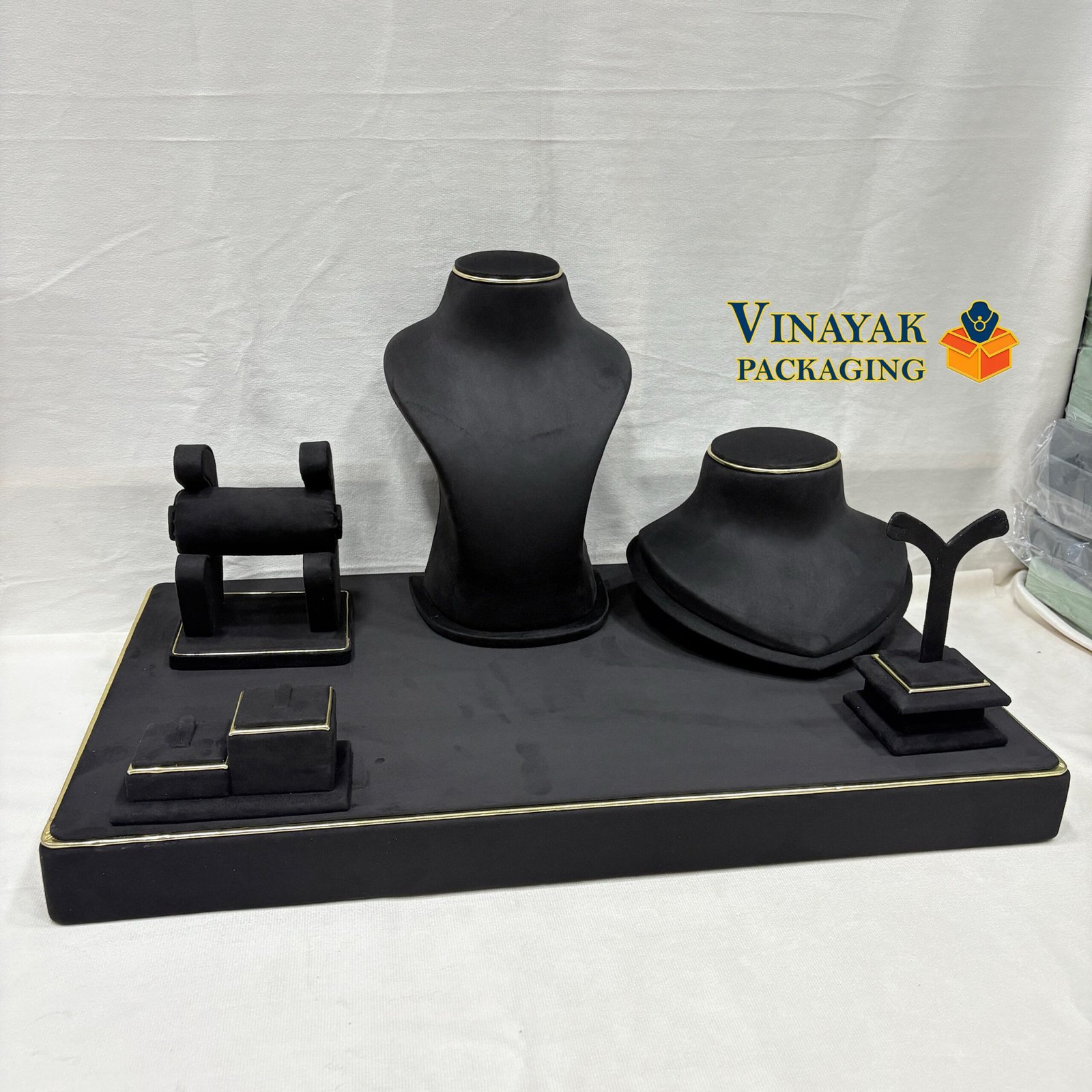 Black Velvet Jewellery Display Stand Set