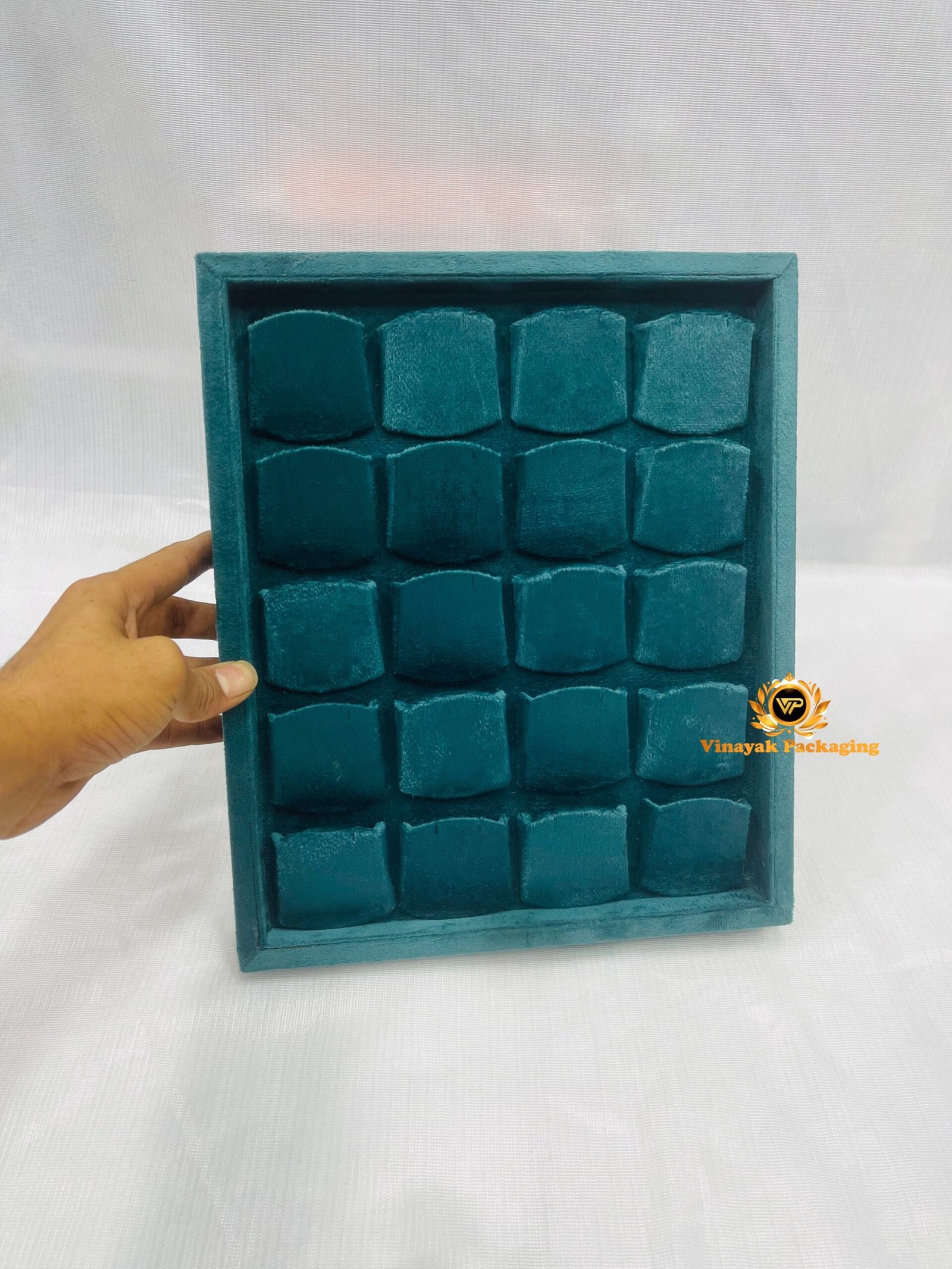 Velvet Earring Display Tray with Individual Slots | Jewellery Organizer for Studs & Small Earrings