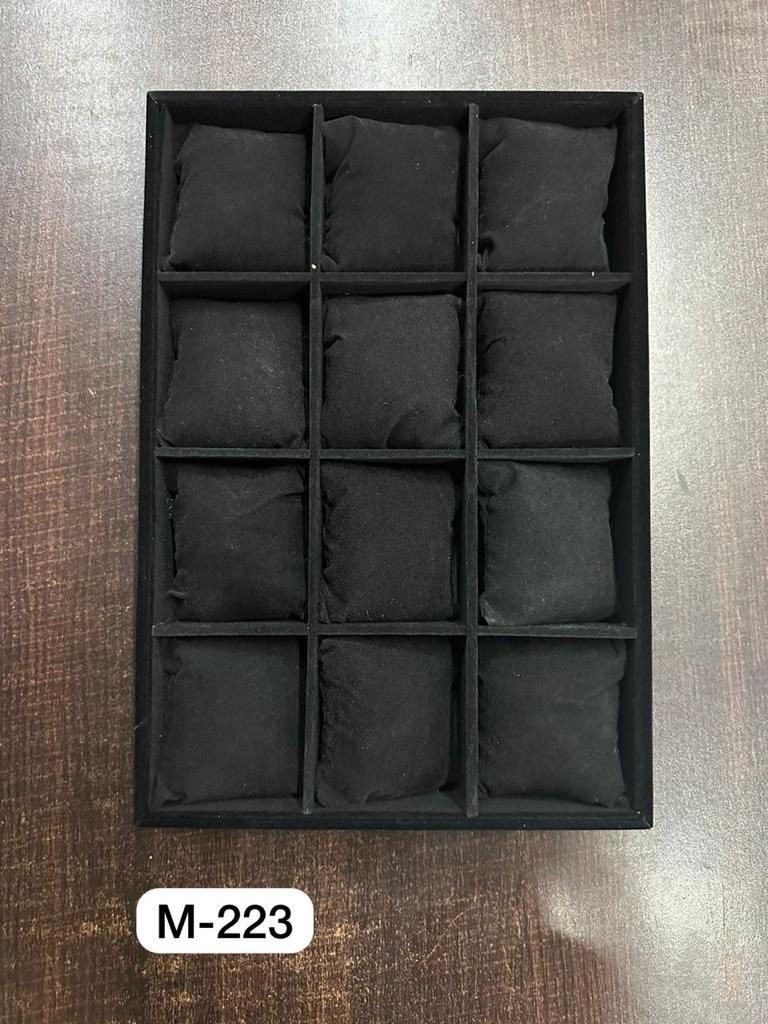 Black Velvet Jewellery Display Tray with Cushions – 12 Slot Organizer