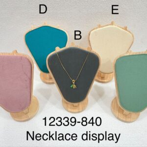 Velvet Necklace Display Stand with Wooden Base – Jewelry Bust Holder for Necklace