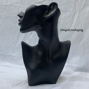 Black Fibre Jewellery Display Bust – Abstract Face Mannequin Stand for Necklace & Earrings