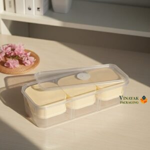 Premium Transparent bangle Plastic Storage Container with Airtight Lid - 6 pcs (3*3*1 inch)