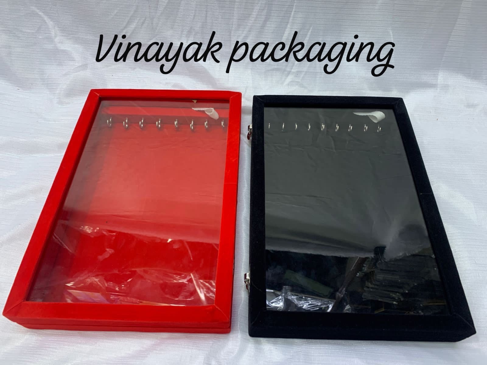 Transparent Lid Jewellery Display Box with Hooks – Necklace / Chain Storage Case (1 pcs)