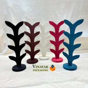 Multi-Color Velvet Leaf-Style Earrings Display Stand