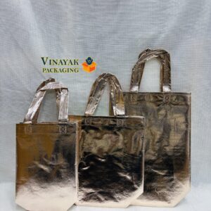 Silver Laminated Carry Bags – Durable Metallic gift Bags(pvc bags) - pack of 50 pcs