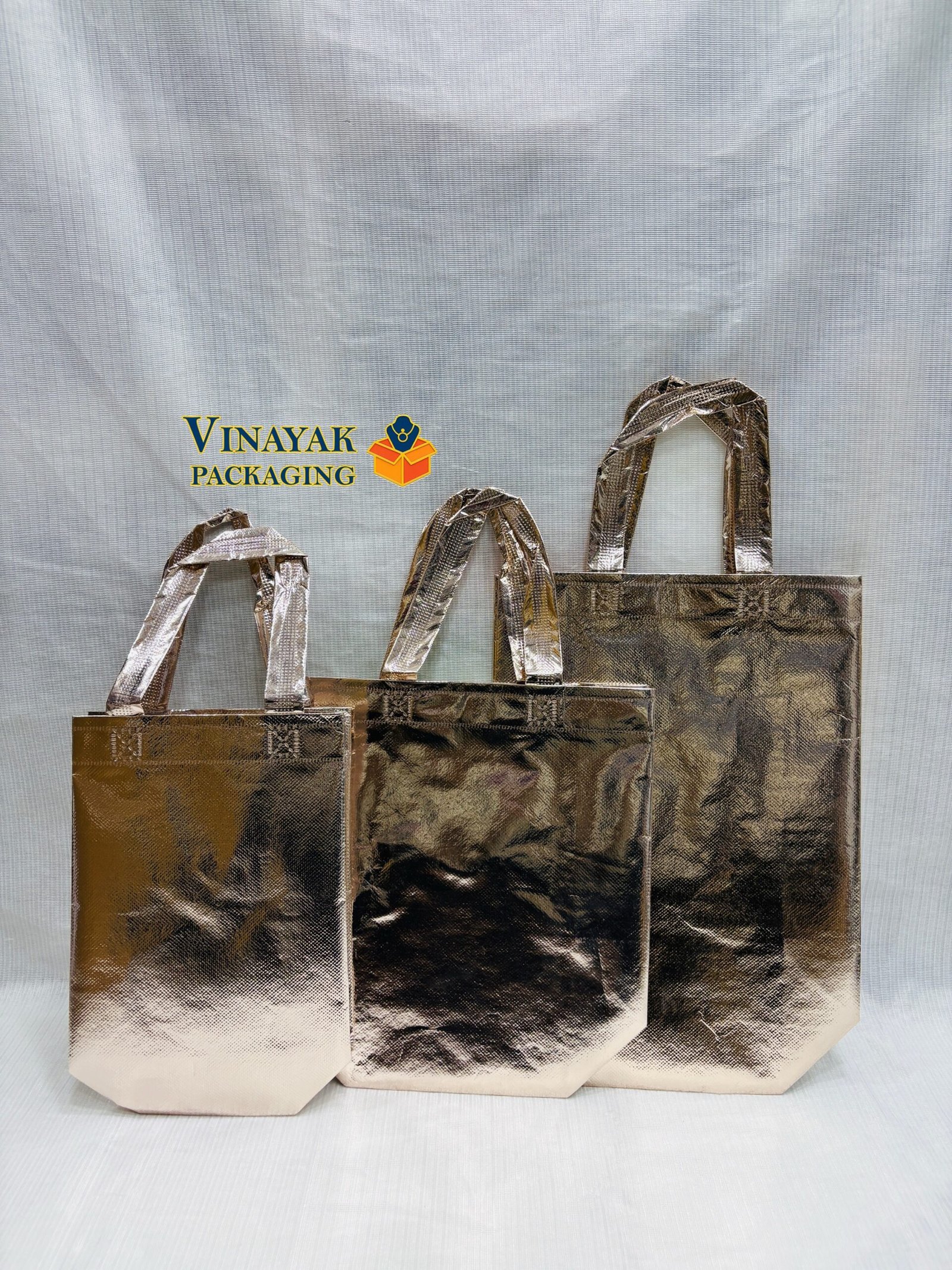 Silver Laminated Carry Bags – Durable Metallic gift Bags(pvc bags) - pack of 50 pcs