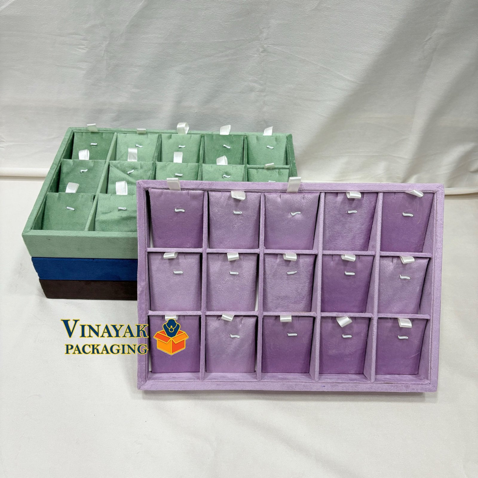 Velvet Necklace With Earrings Display Tray