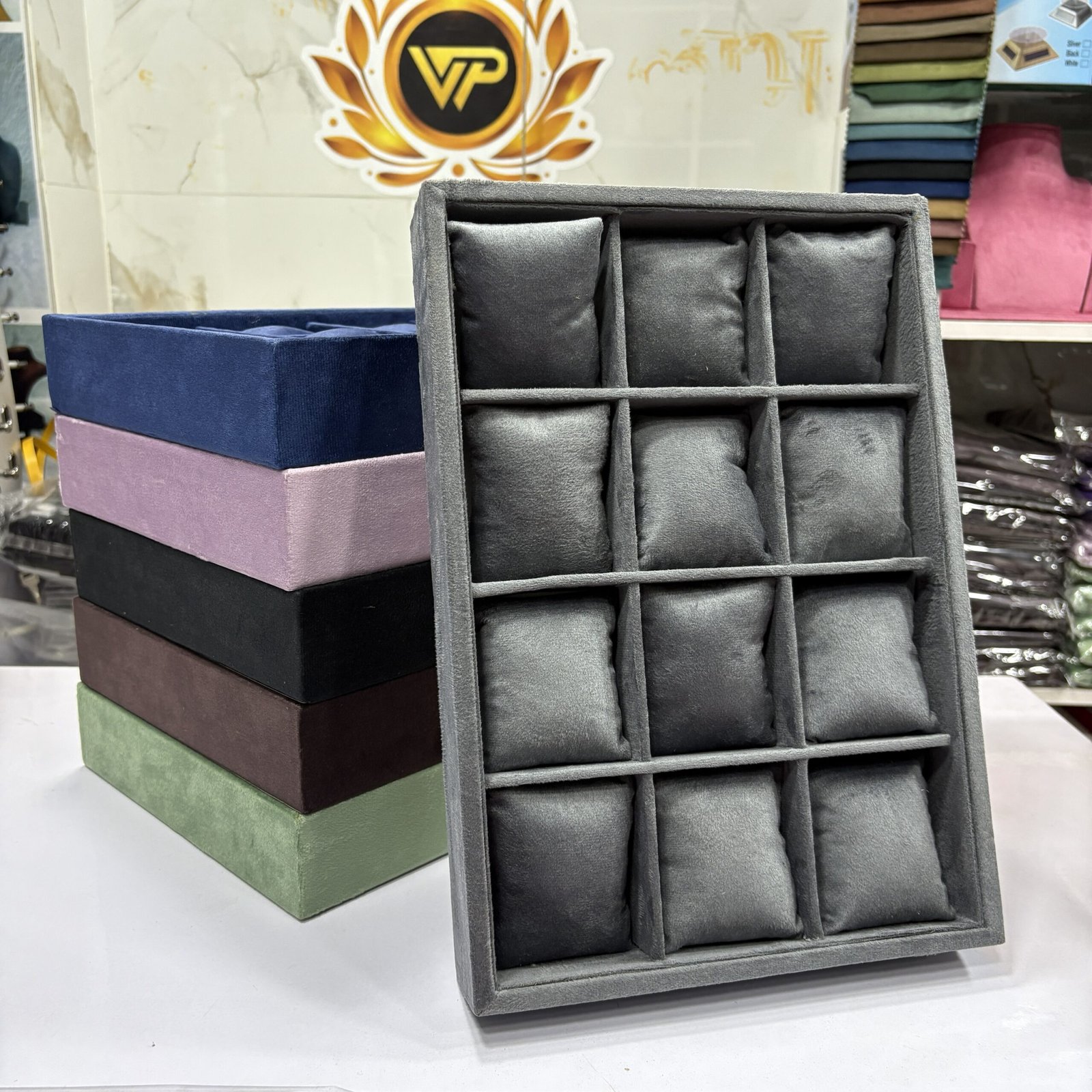 Premium Velvet Watch & bracelet Display Boxes – Multi-Color Storage Tray with Cushioned Slots