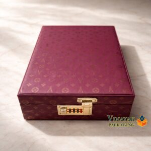 Premium Velvet Jewellery Storage Box with Lock – Multi-Compartment Organizer (size 8*12)