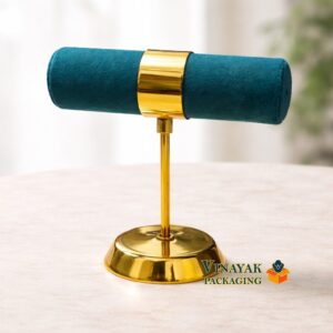 Premium Velvet Bangle & Bracelet Display Stand with Gold Metal Base