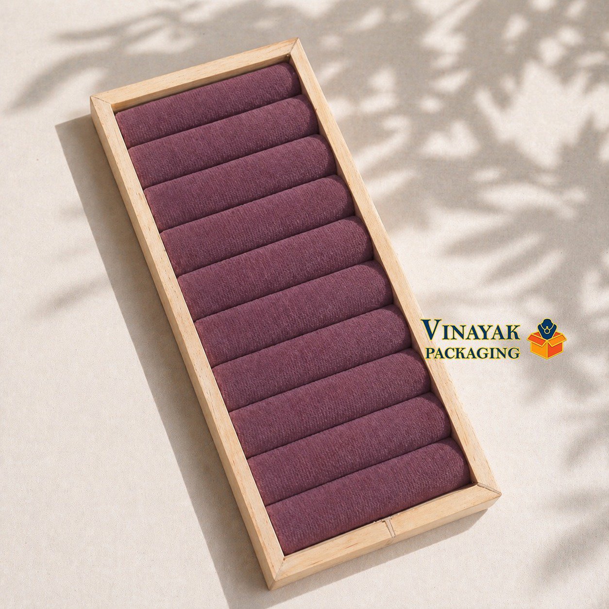 Premium Kada & Bracelet Display Tray – Wooden Frame Velvet Roll Organizer (4*11 inch)