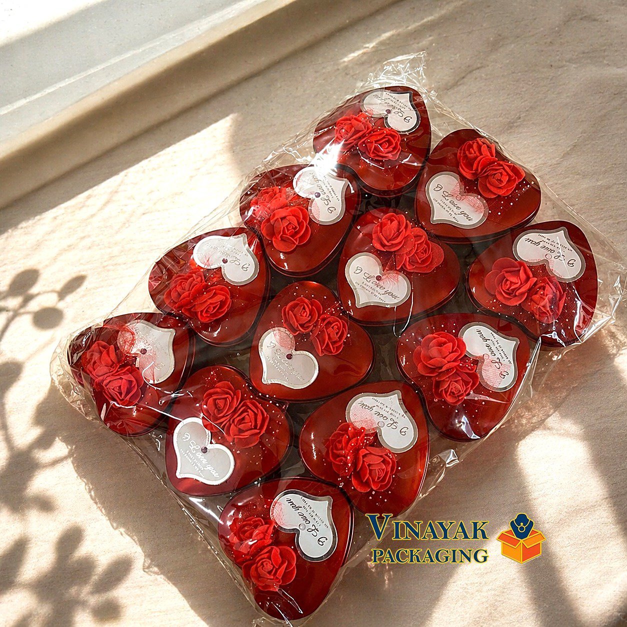 Heart Shape Metal Gift Box with Floral Design (pack of 12)