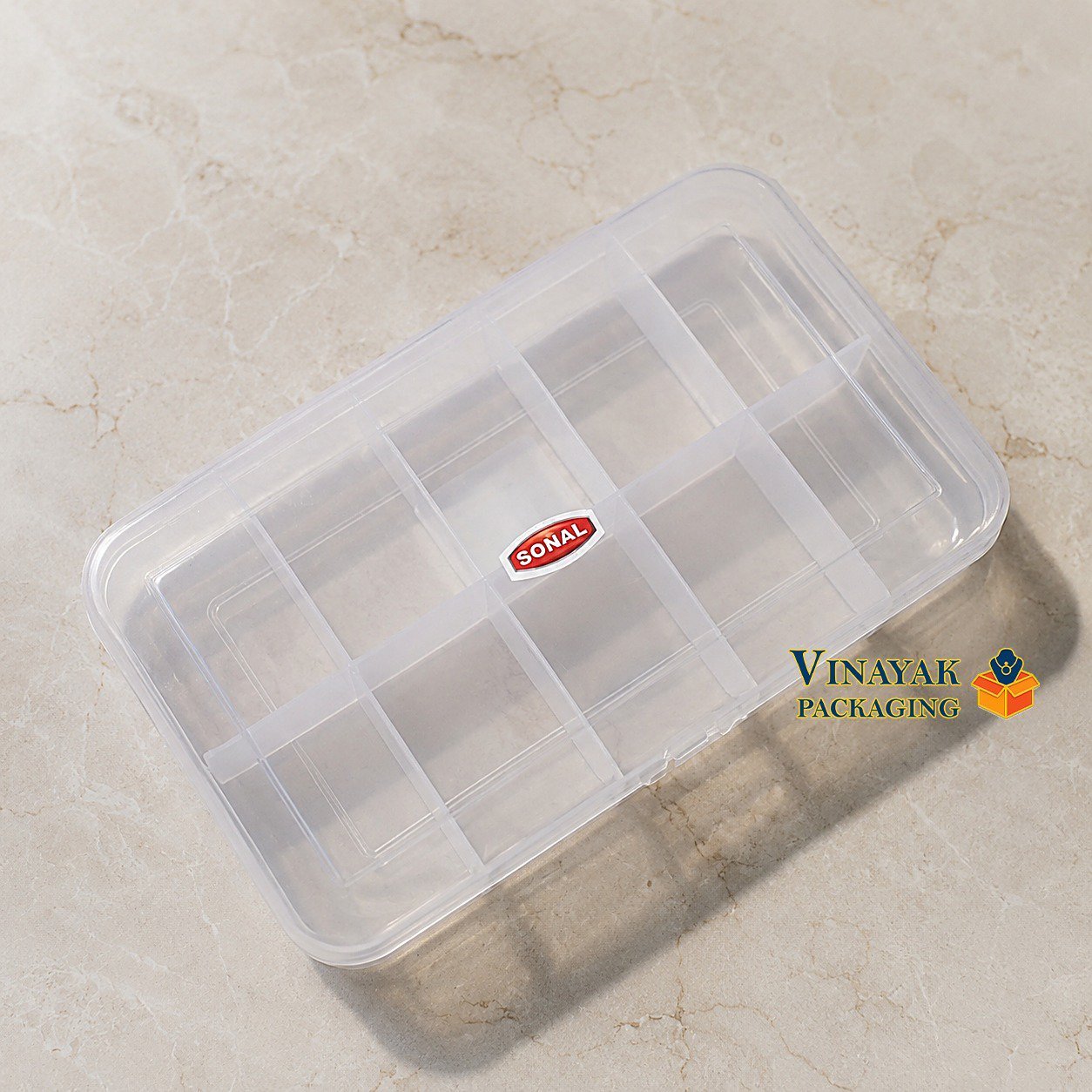 Transparent Plastic Organizer Box with Compartments